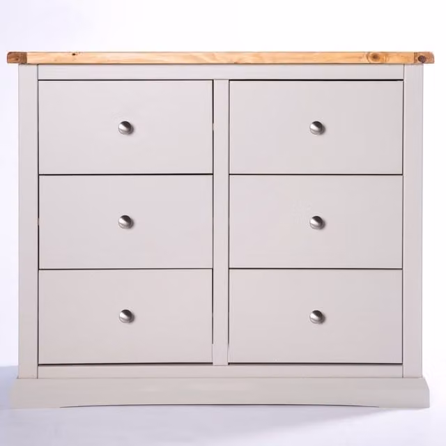 Cabinet Bits Loreo 6 Drawer Chest of Drawers in Light Grey with Chrome Knobs