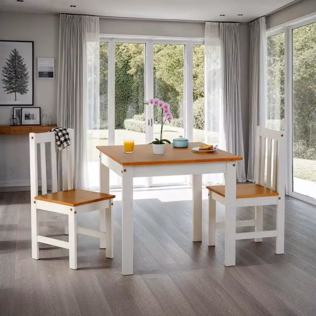 Seconique Ludlow Dining Set with Two Chairs in Grey and White