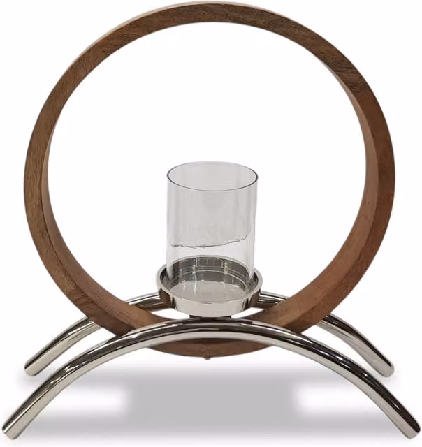 Elm Home And Garden LoopAura Modern Geometric Tabletop Candle Holder in Silver and Gold