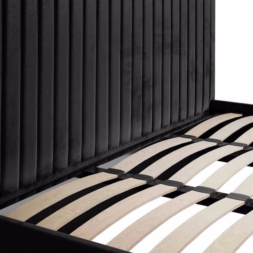 Lemon Pavilion Furniture Berlin Tall Ottoman Super King Size Bed Frame in Black Velvet – 3