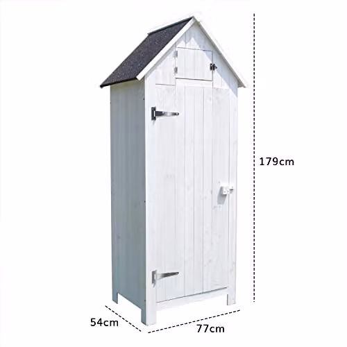 Airwave Bideford Wooden Garden Tool Cabinet Shed in White, W/D/H: 63 x 25 x 125 cm – 2