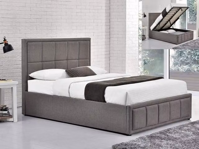 Birlea Hannover Grey Fabric Ottoman Bed Frame, 5ft King Size, W/D/H: 180 x 200 cm