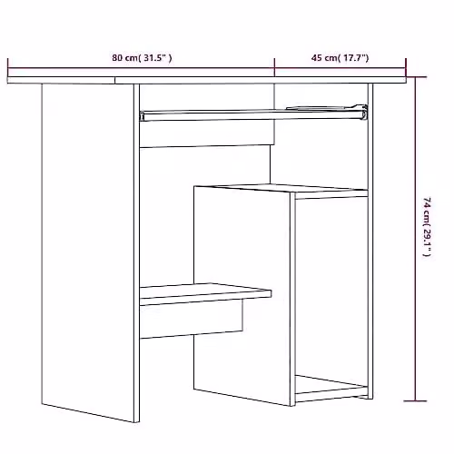 vidaXL Modern Computer Desk in Brown Oak, W/D/H: 80 x 45 x 74 cm – 3