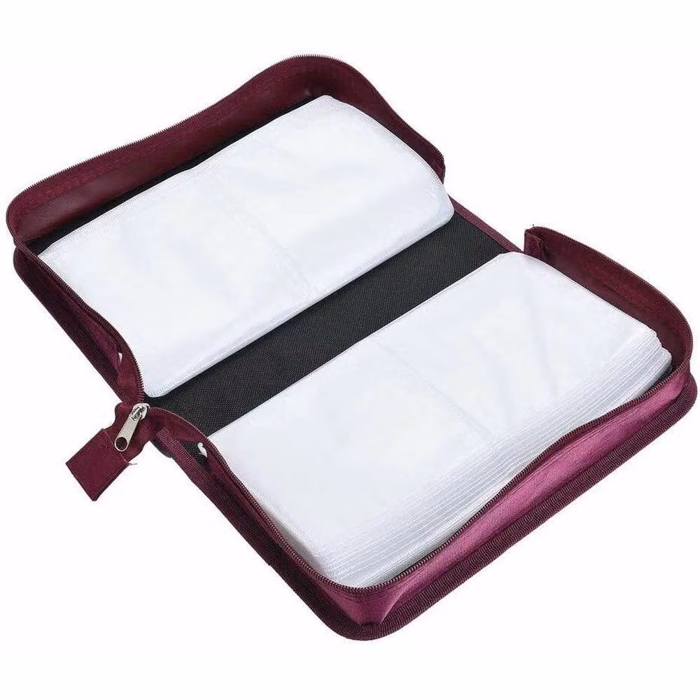 FLAVORA Rose 128 CD DVD Case Wallet in Burgundy Fabric – 5