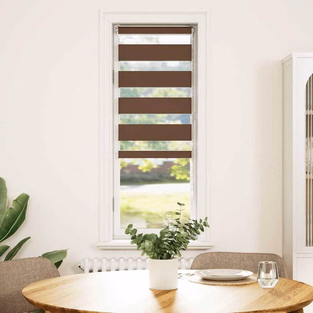 Berkfield Home Brown Zebra Day and Night Blind in Polyester, W: 40 cm, H: 100 cm – 2