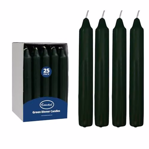 Essential Housewares Classic Green Dinner Candles, Pack of 25 – 1