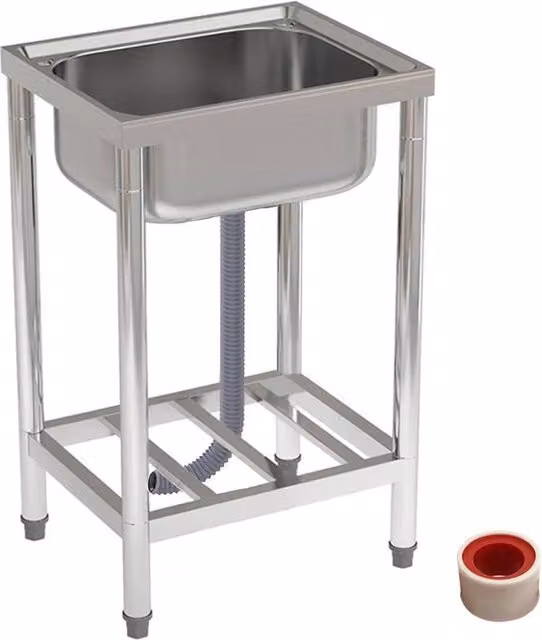 Ventryn Single Bowl Commercial Catering Sink in Silver Stainless Steel W/D/H: 80 x 50 x 40 cm