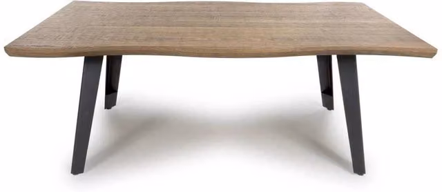 KORVIXA Brown Live Edge Coffee Table with Black Metal Frame, W/D/H: 100 x 100 x 3.2 cm