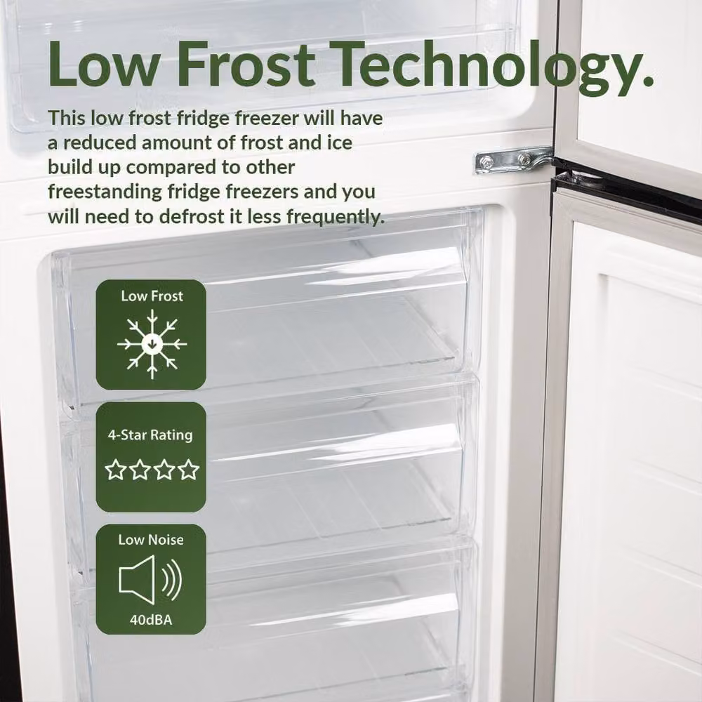 Willow 254L Black Freestanding Fridge Freezer with Water Dispenser, W/D/H: 55 x 54 x 175 cm – 4