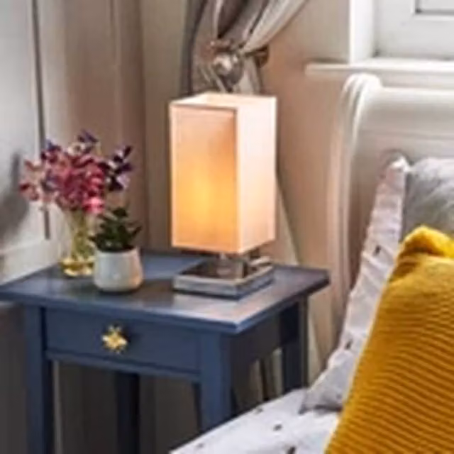 EONLION Pink Square Touch Bedside Table Lamp with Dimmable LED Bulb and Chrome Metal Base