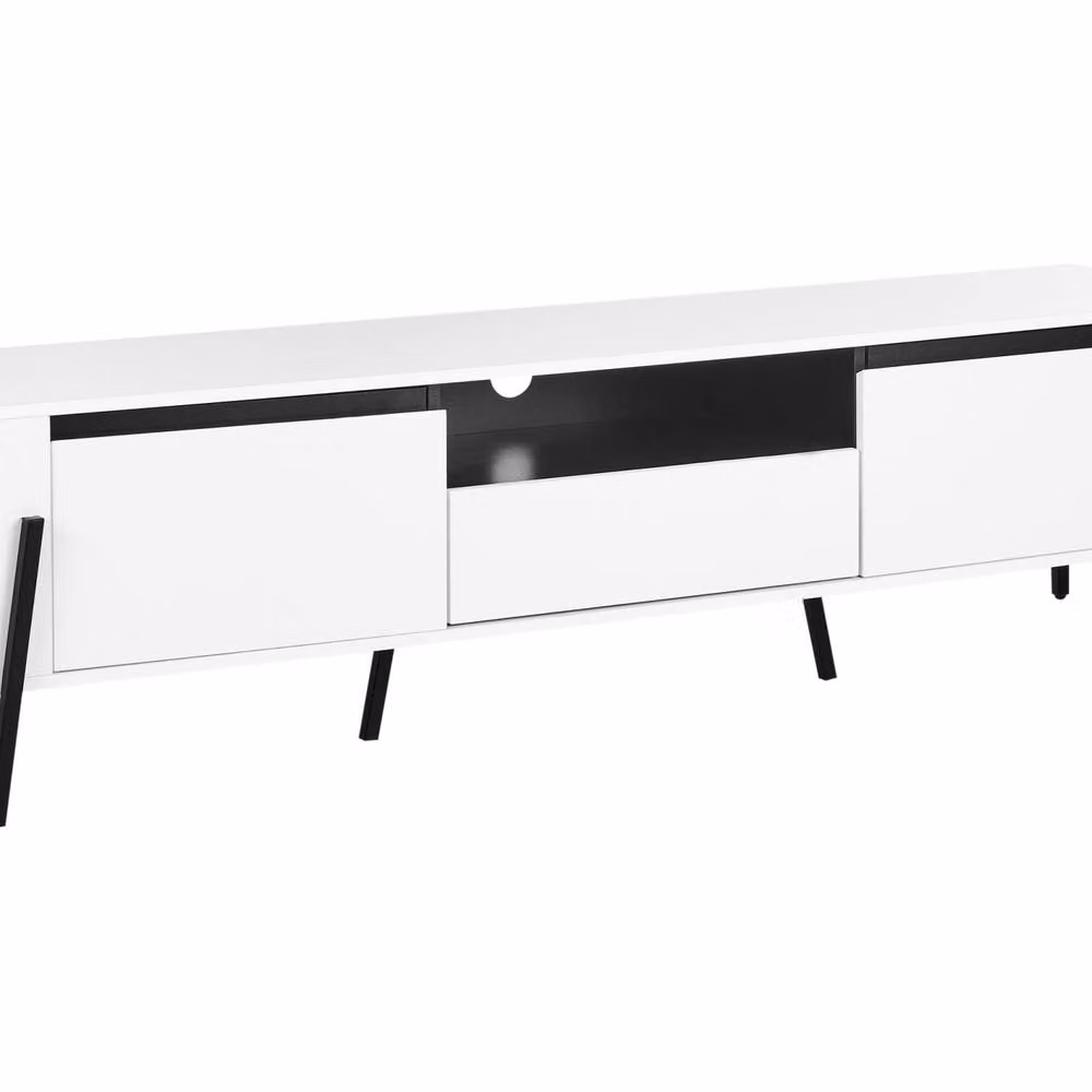 Wyld and Coco White Industrial TV Stand with Metal Legs, Fits up to 75 inch TVs – 2