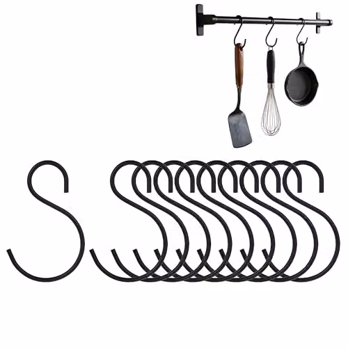 Orsina Sorello Set of 10 Matt Black Iron S Hooks