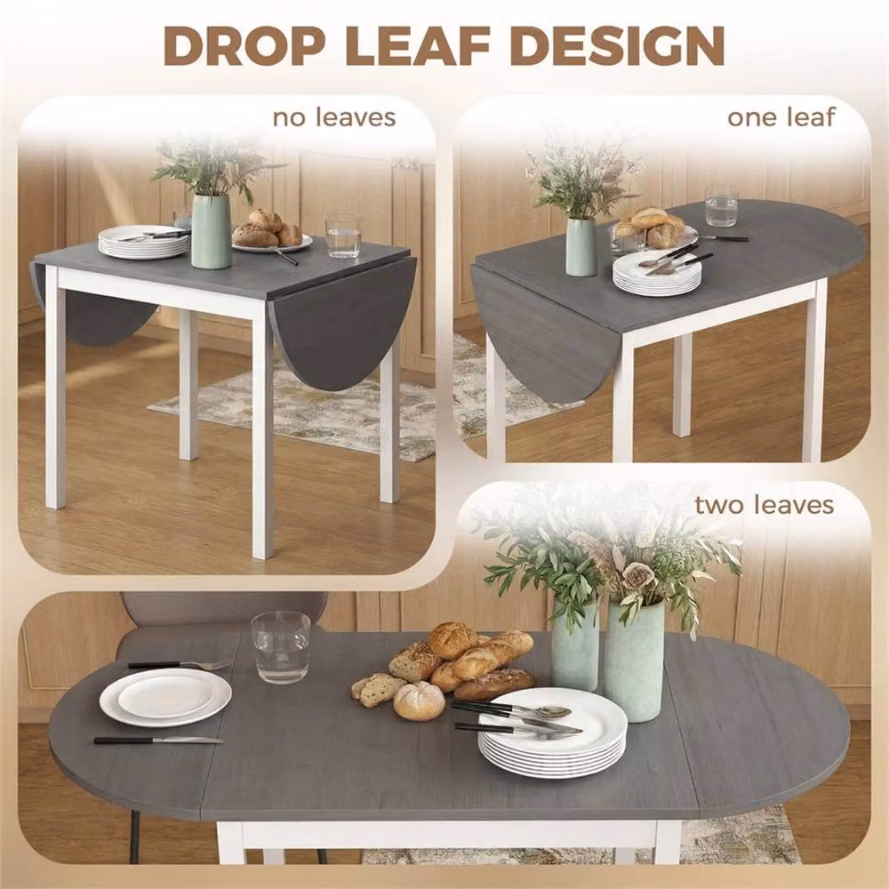 Nordara Grey Solid Wood Butterfly Leaf Foldable Dining Table, W/D/H: 120 x 70 x 75 cm – 3