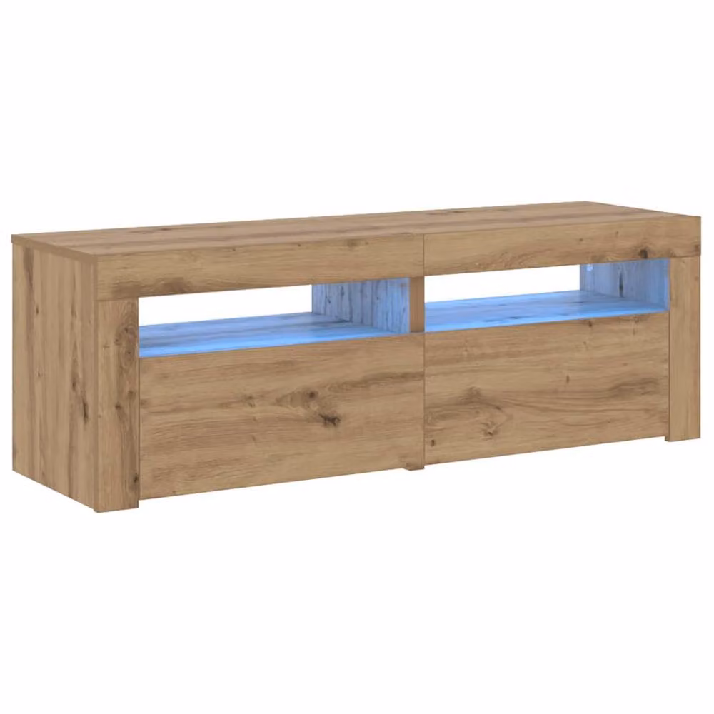 Berkfield Home Artisan Oak TV Cabinet with LED Lights in Brown, W/D/H: 120 x 35 x 40 cm – 3