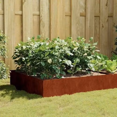 vidaXL Corten Steel Raised Bed in Brown, W/D/H: 100 x 100 x 41 cm – 2