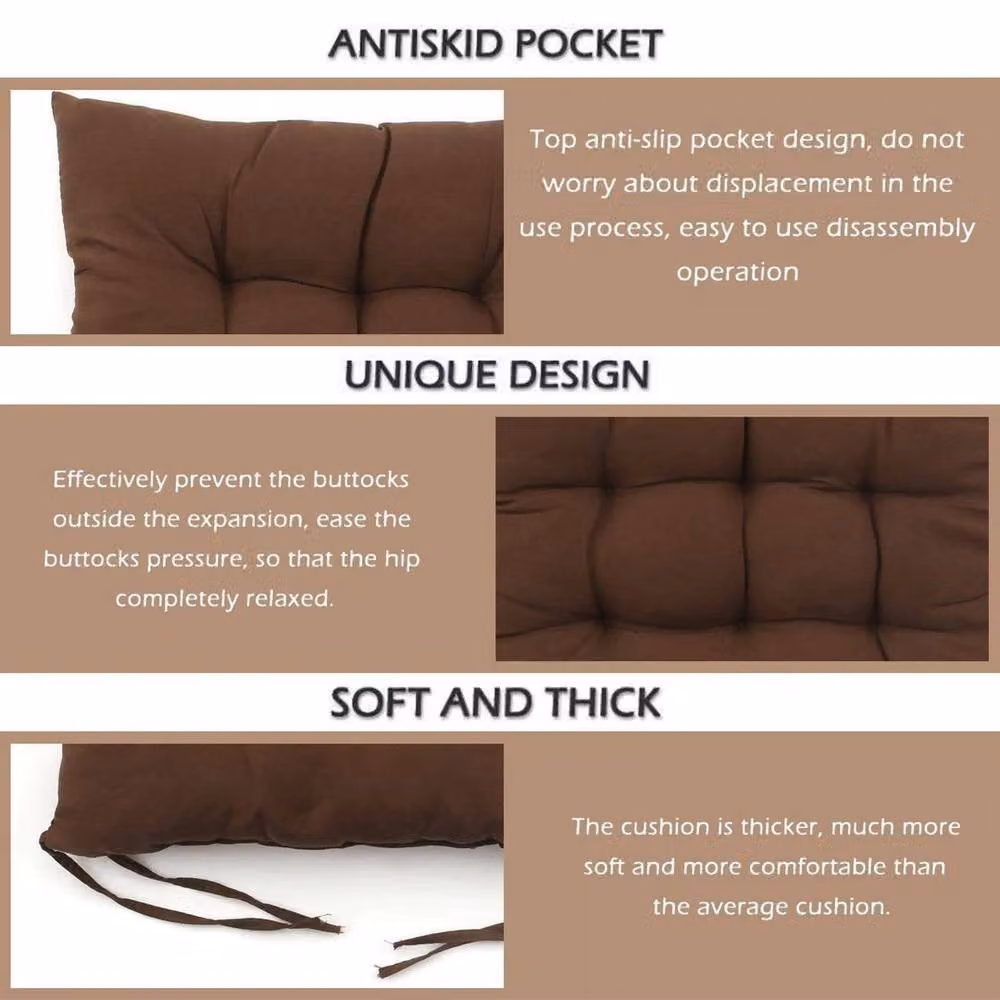 Kelvenix Brown Dining Chair Seat Pad Cushions with Tie-on Cords, Set of 4 – 3