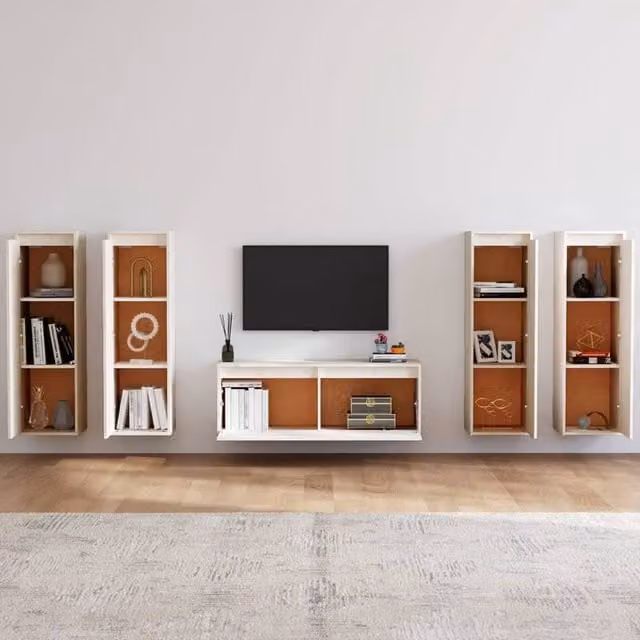 Berkfield Home White Solid Wood Pine TV Cabinet
