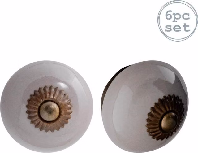 Nicola Spring Grey Ceramic Cabinet Knobs, Pack of 6