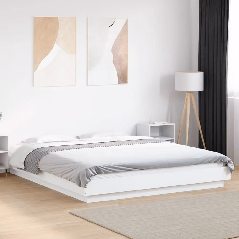 Berkfield Home Modern Bed Frame in White, W/D/H: 150 x 200 x 170.5 cm – 2