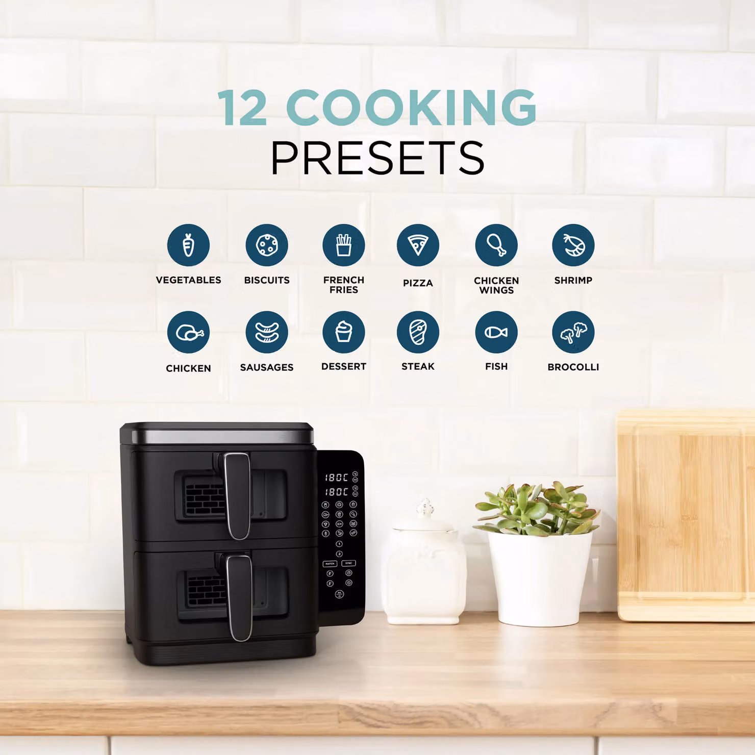 DMD Collective 11L Dual Zone Vertical Stacked Air Fryer in Black – 3