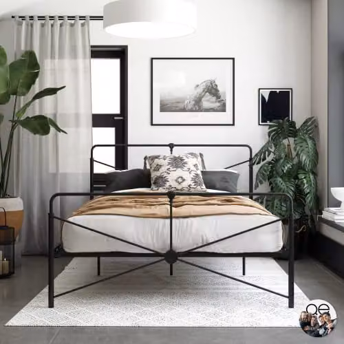 DHP Leopold Metal Bed in Black, W/D/H: 140 x 200 cm – 3