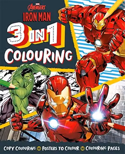Marvel Avengers Iron Man 3 in 1 Colouring Book for Children, Multicolour