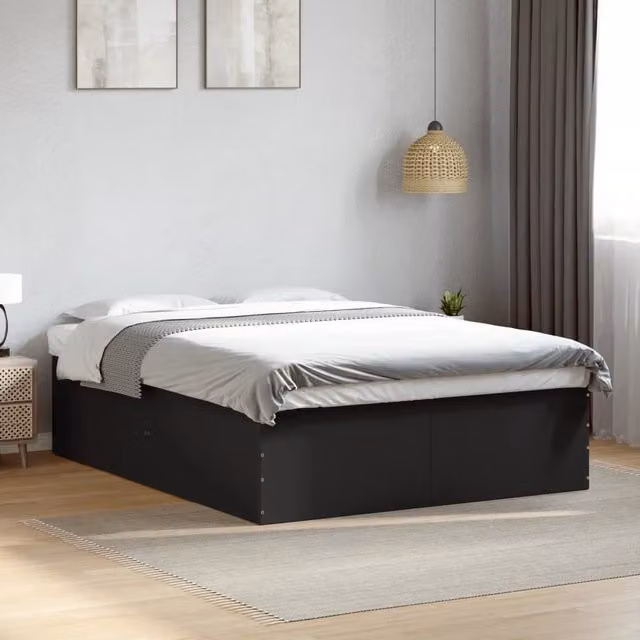 Berkfield Home Modern Black King Size Bed Frame with Lift Up Base, W: 150 cm, D: 200 cm