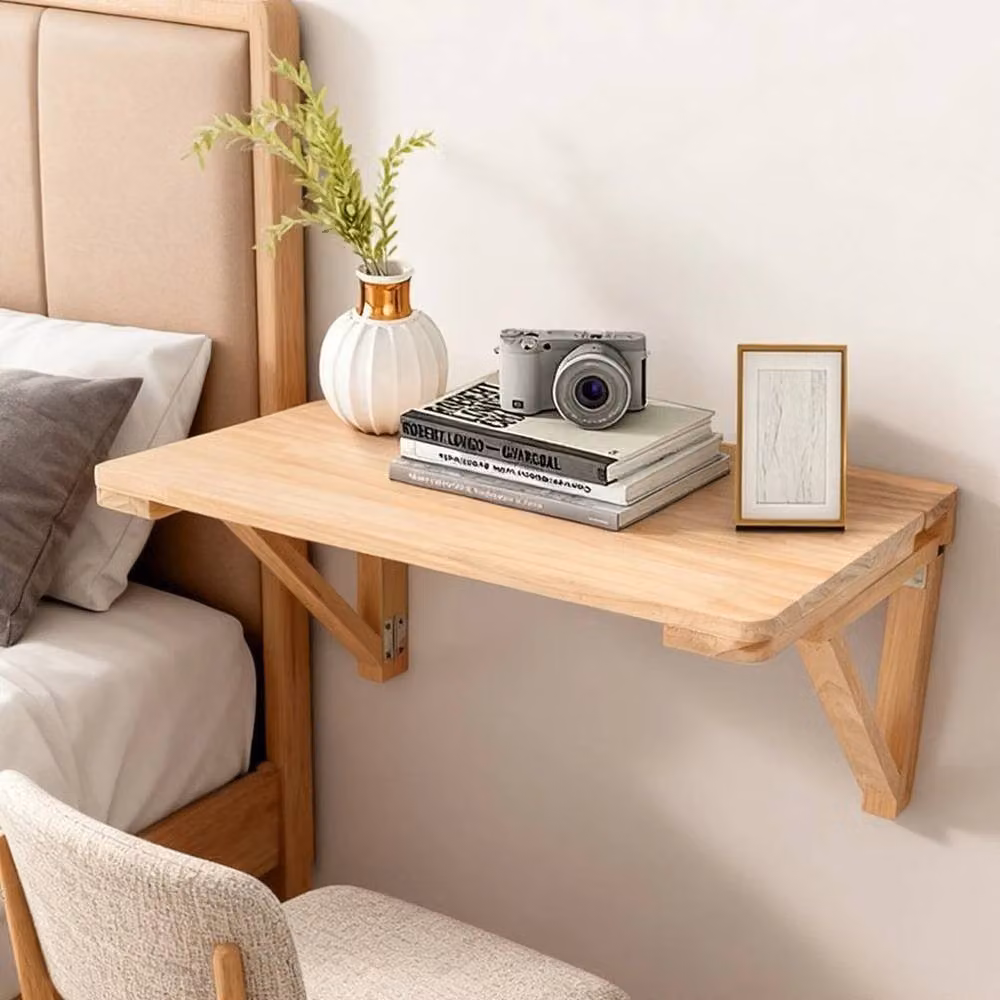 EONLION Folding Wall Mounted Laptop Table in Natural Brown – 2