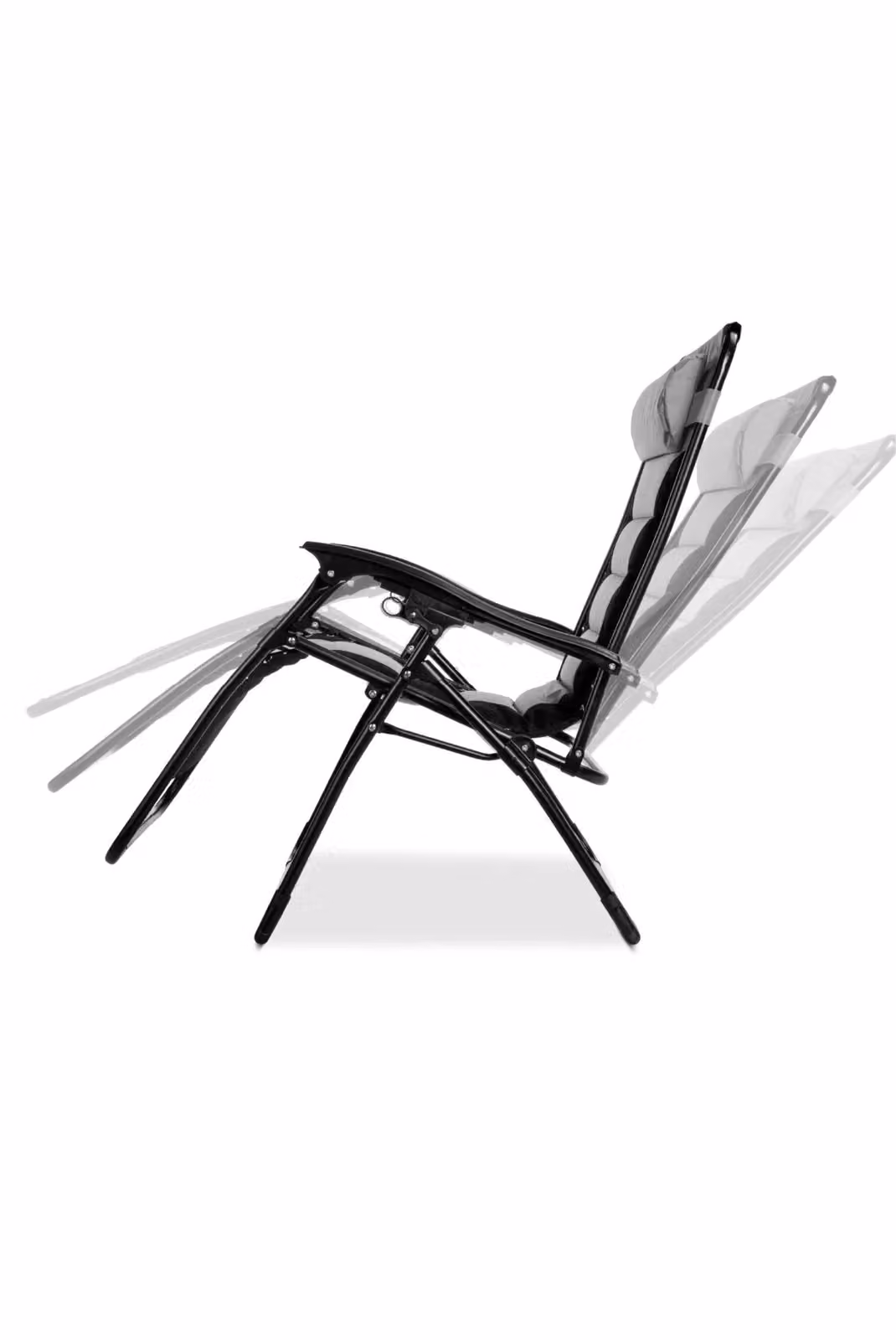 Groundlevel Luxury Gravity Garden Sun Lounger Relaxer Chair in Grey with Cup Holders and UV-Resistant Fabric – 3