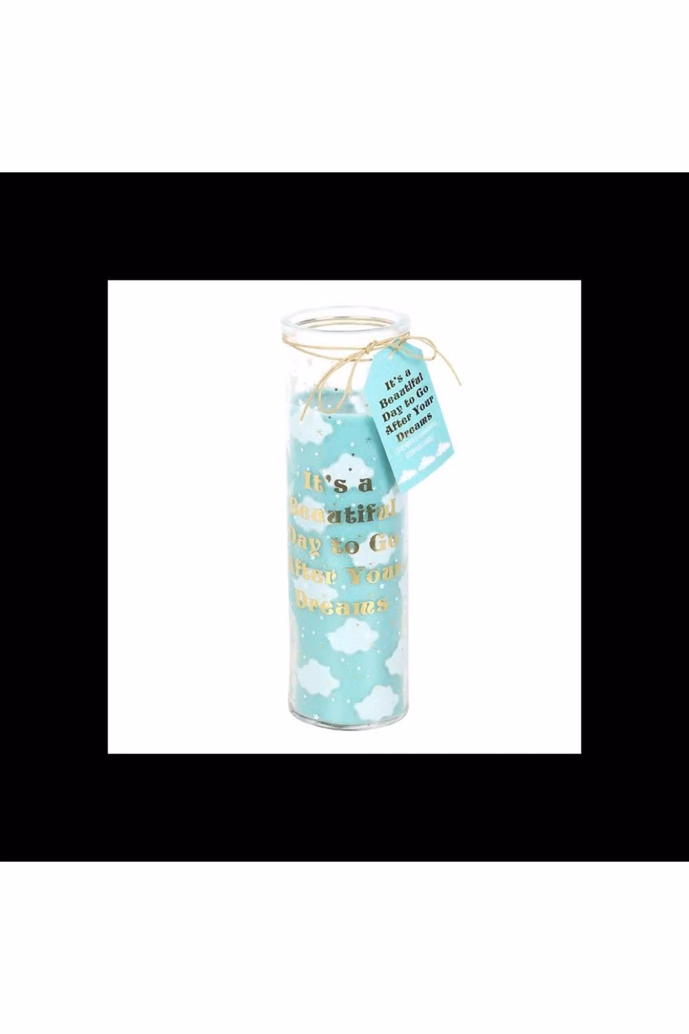 KDMD Cloud Print Lavender Chamomile Tube Candle Set in Aqua with Gold and Blue Details, 55 Hour Burn Time – 2