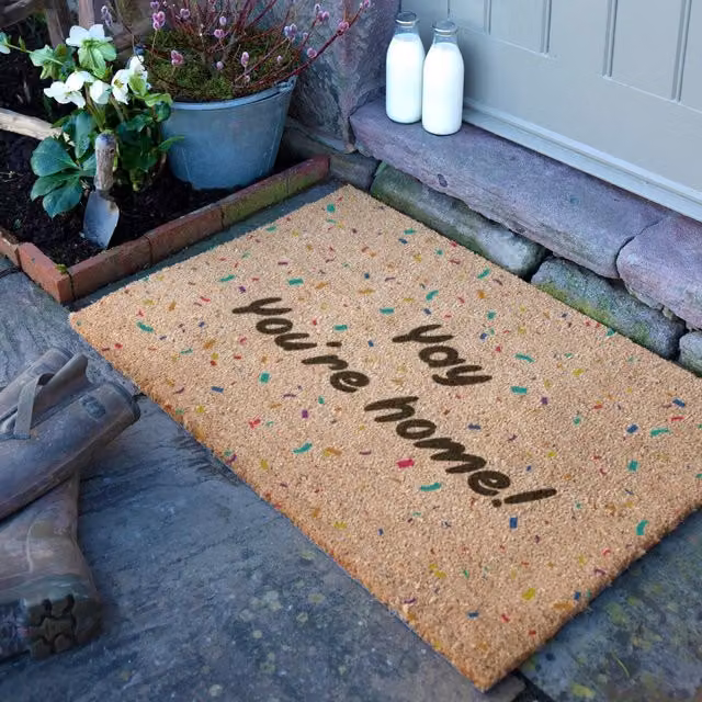 Artsy Mats Yay You're Home Doormat in Brown, W: 90 cm, D: 60 cm