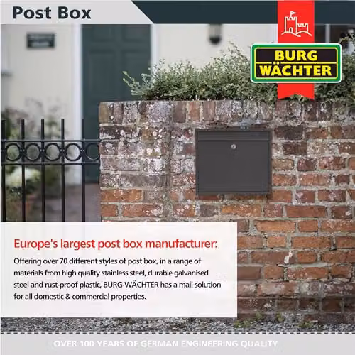 Burg-Wächter MB02A Anthracite Elegance Wall Mounted Galvanised Steel Lockable Weatherproof Post Box W/D/H: 36 x 31 x 10 cm – 3