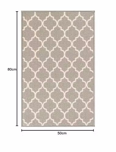 Serdim Rugs Havana Washable Non-Slip Trellis Design Doormat, Grey, W: 50 cm, D: 80 cm – 3