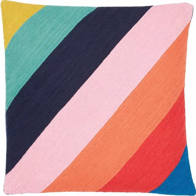 Joules Multicolour Striped Cotton Square Cushion with Removable Cover, W x H: 45 x 45 cm
