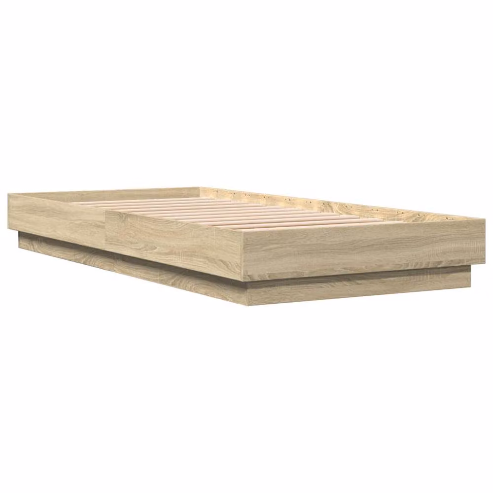 Berkfield Home Sonoma Oak Bed Frame in Beige, W/D/H: 100 x 200 cm – 3