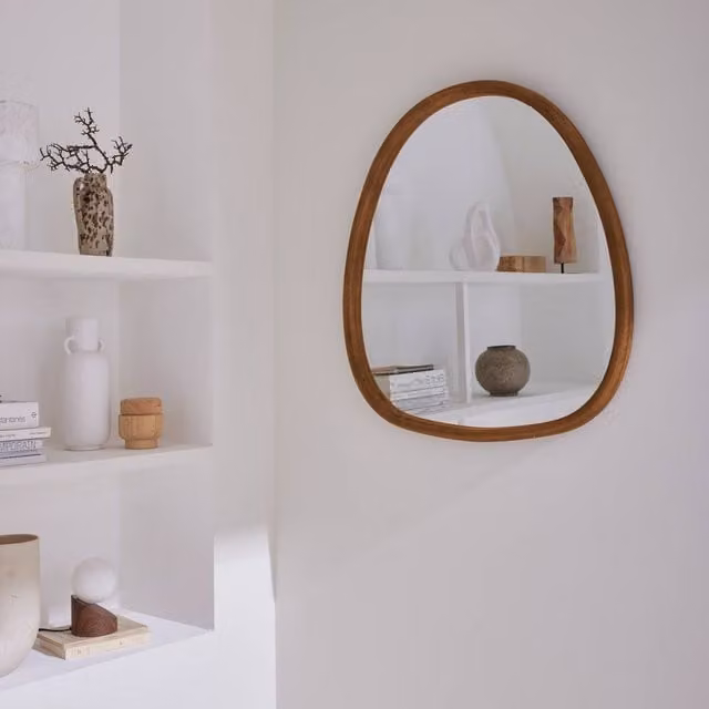 Sweekeek Oval Wooden Wall Mirror in Dark Brown, 75 cm – 1