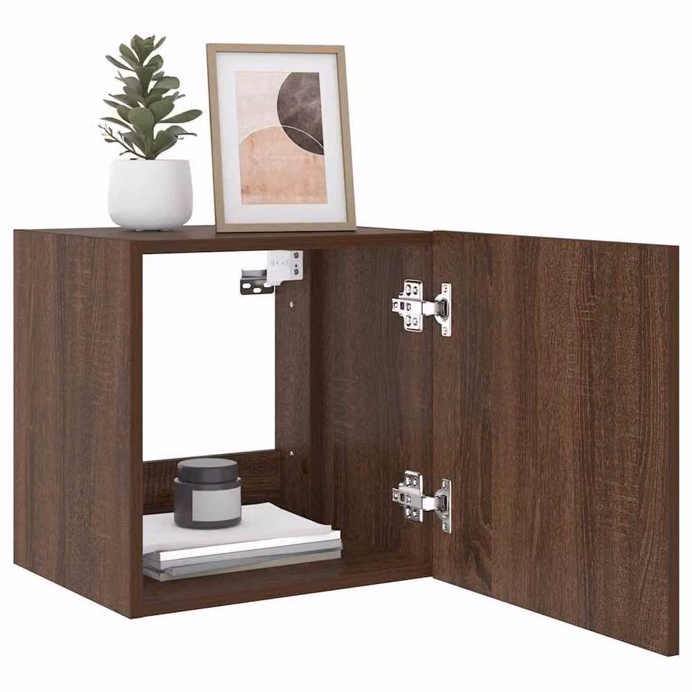 Berkfield Home TV Wall Cabinets with LED Lights, 2 Piece, Brown Oak, W: 40.5 cm, D: 35 cm, H: 40 cm – 4