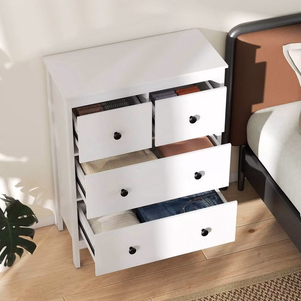 FORGEVIO Modern 4 Drawer Chest of Drawers in White – 2