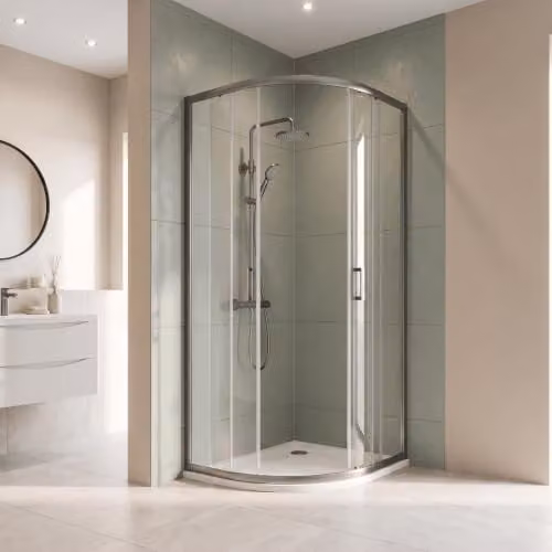 Balterley Silver Single Door Quadrant Corner Glass Shower Enclosure W: 90 cm, H: 190 cm – 2
