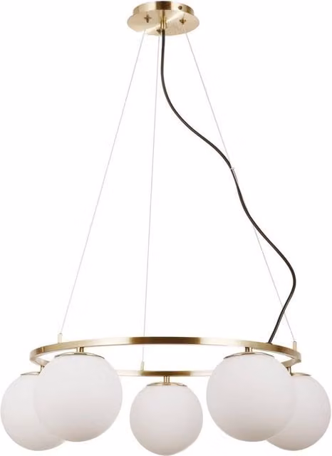 Netlighting Larosa Globe Pendant Ceiling Light in Gold and White with 5 x E27 Sockets