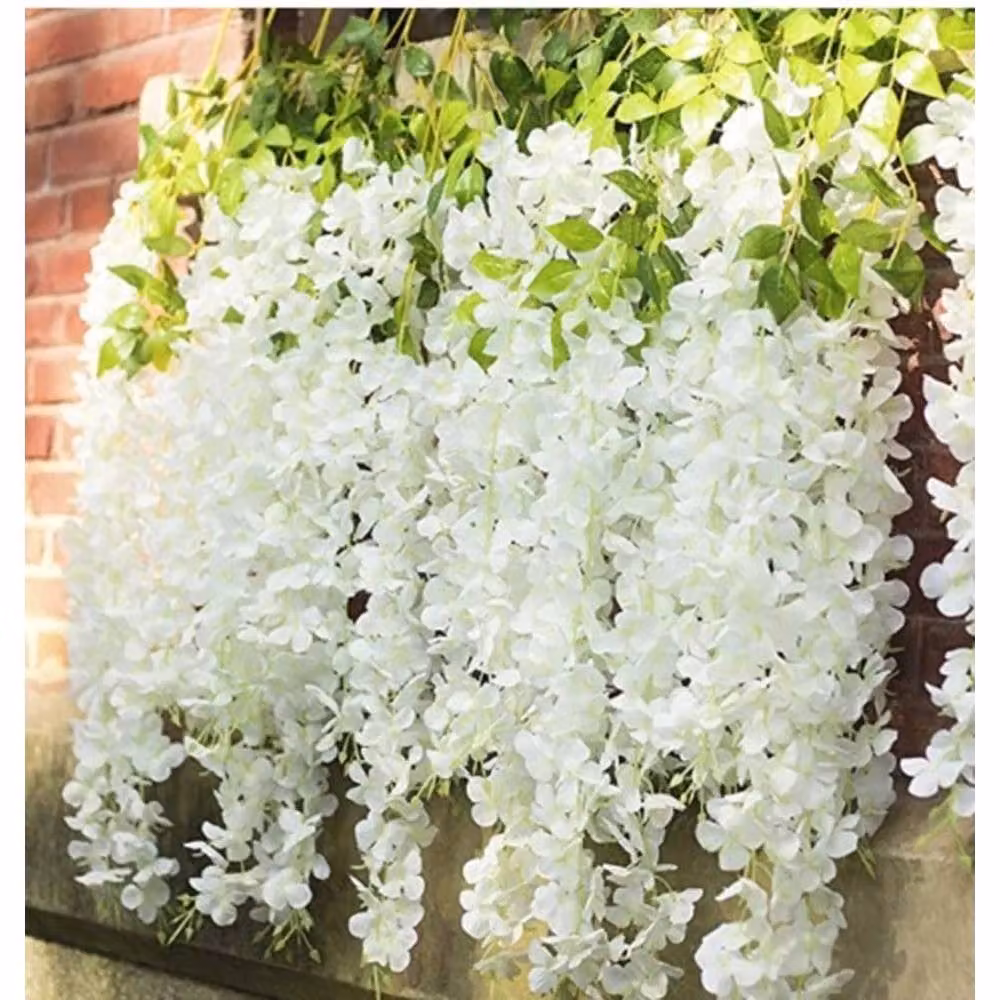 SPETLEK 24 Pack White Artificial Hanging Wisteria Silk Flowers and Foliage Vine – 2