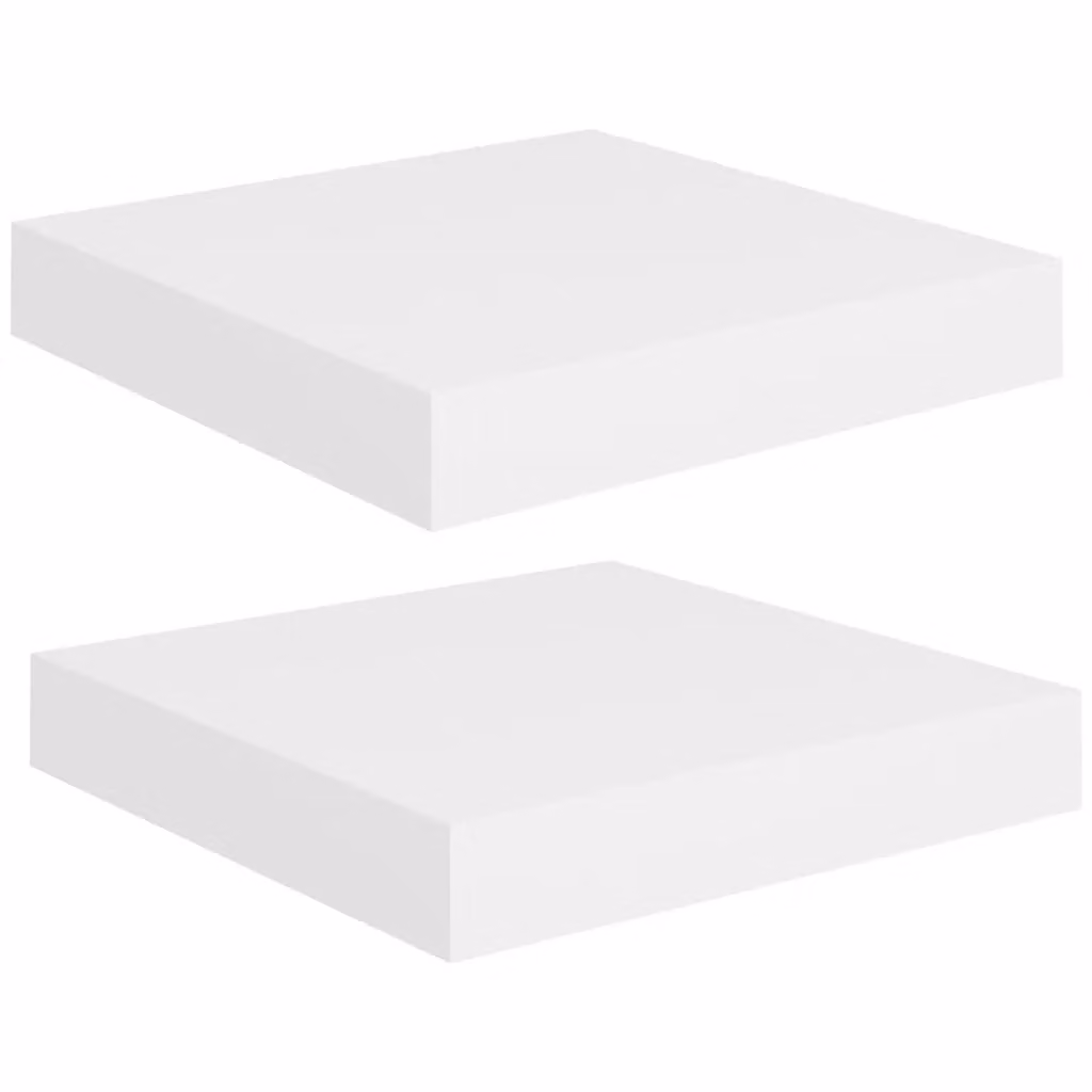 Berkfield Home Floating Wall Shelves, 2 Piece Set, White, W/D/H: 23 x 23.5 x 2 cm – 2