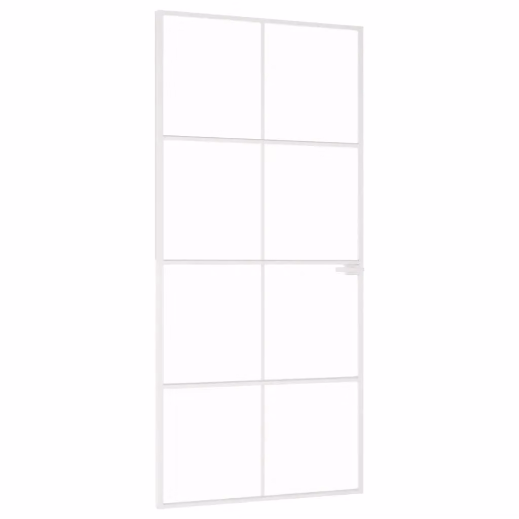 Berkfield Modern White Interior Door with Tempered Glass and Aluminium, W: 93 cm, H: 201.5 cm – 2