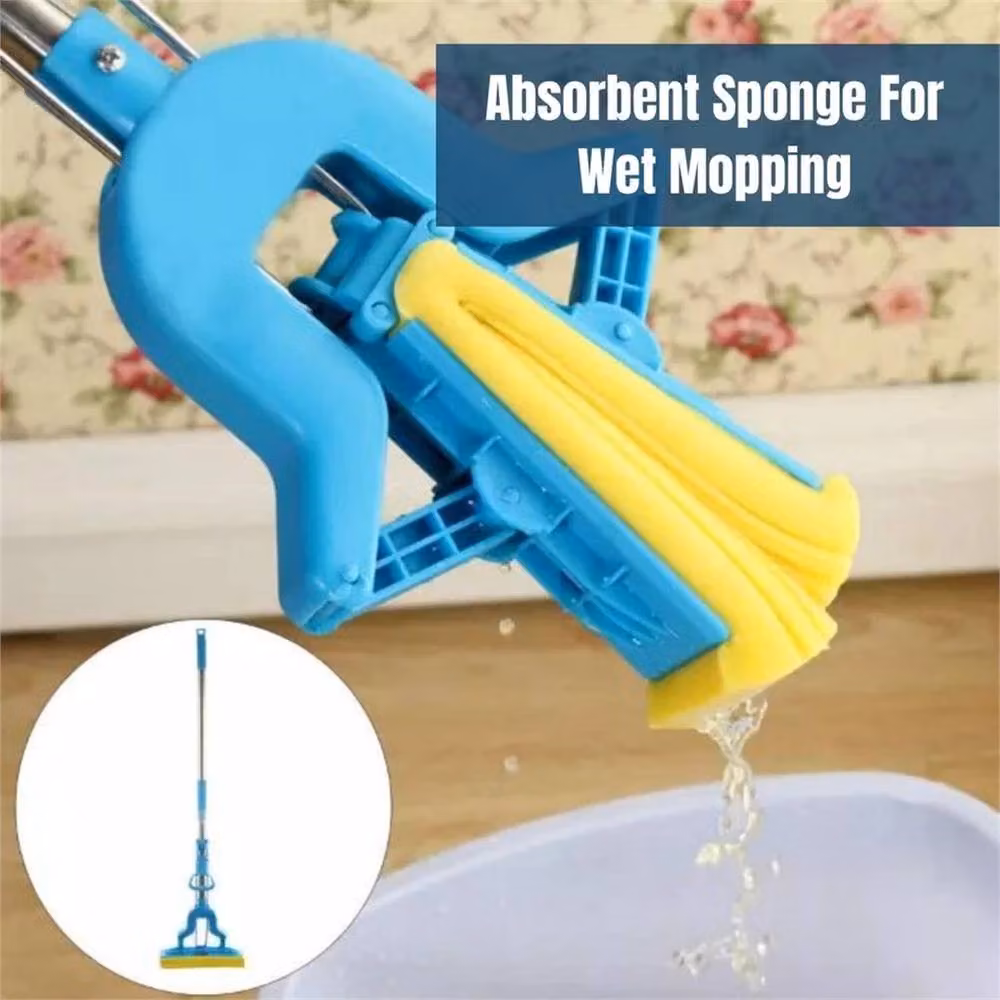 VOGREX Super Absorbent Sponge Mop with Telescopic Handle in Blue – 2