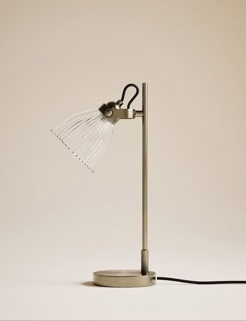 M&S Florence Adjustable Task Table Lamp in Gold and Brass with Transparent Glass Shade