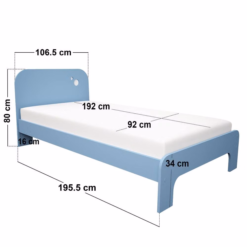 Flair Livana Modern Childrens Single Bed in Blue and White, W/D/H: 90 x 200 cm – 3