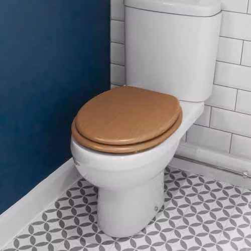 Harbour Housewares Soft Close MDF Wooden Oval Toilet Seat in Brown, W/D/H: 43.2 x 37.5 x 3.8 cm – 3