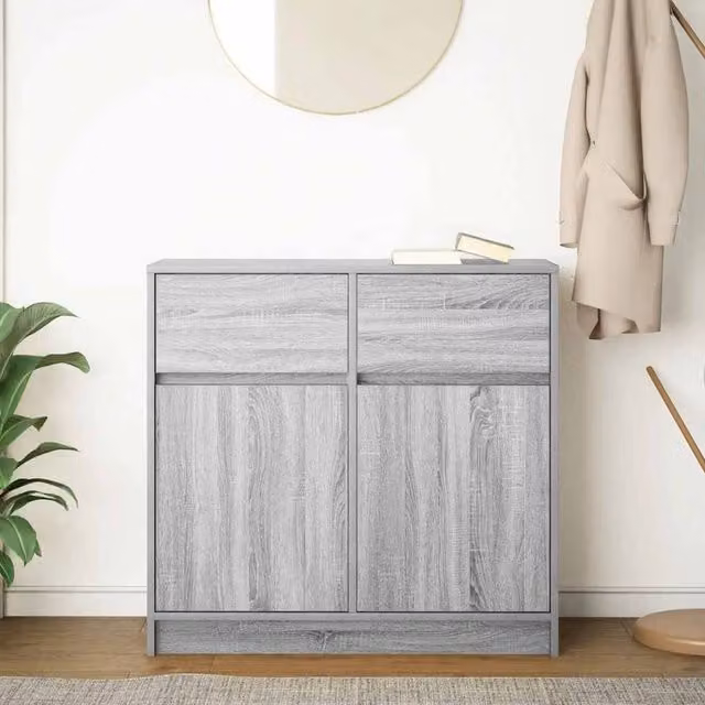 Berkfield Home Grey Sonoma Sideboard with Drawer, W/D/H: 80 x 34 x 76 cm