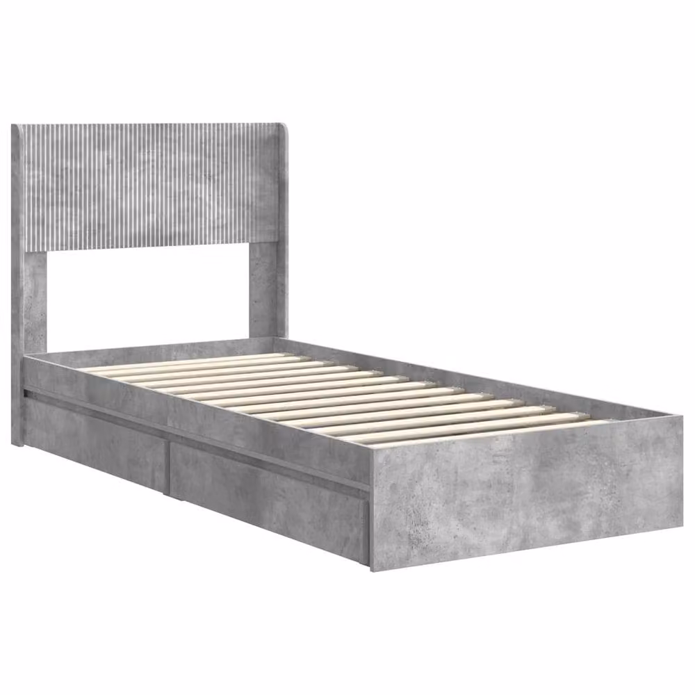 Berkfield Home Bed Frame with Storage, Headboard and Side Compartments in Grey, W/D/H: 90 x 190 cm – 2