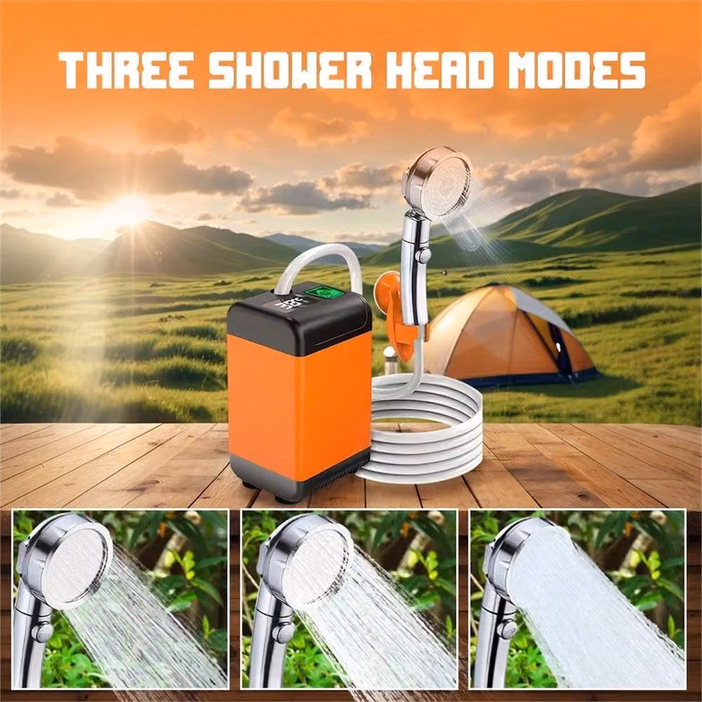 Nordara Rechargeable Electric Camping Shower with 2m Hose, Orange, W: 180 cm, H: 180 cm – 2
